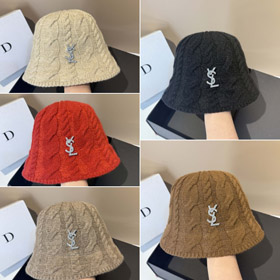 Yves Saint Laurent (YSL) new cashmere knitted cable-knit bucket hat-5972  